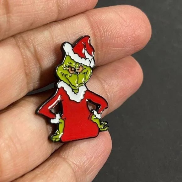 GRINCH Pin Christmas Santa Brooch Bag Charm Metal Badge Backpack Statement NEW - Picture 3 of 4